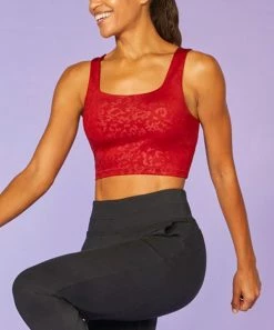 Marika | Red Dahlia Floral-Embossed Lola Longline Sports Bra -Outlet Marika Store zu100534507 alt 6 tm1651167594