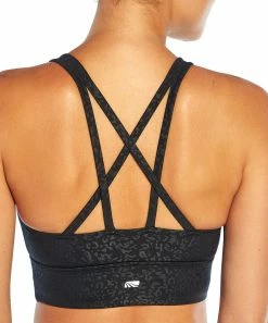 Marika | Black Linear Floral-Embossed Lacey Racerback Sports Bra -Outlet Marika Store zu100534553 alt 3 tm1634387759