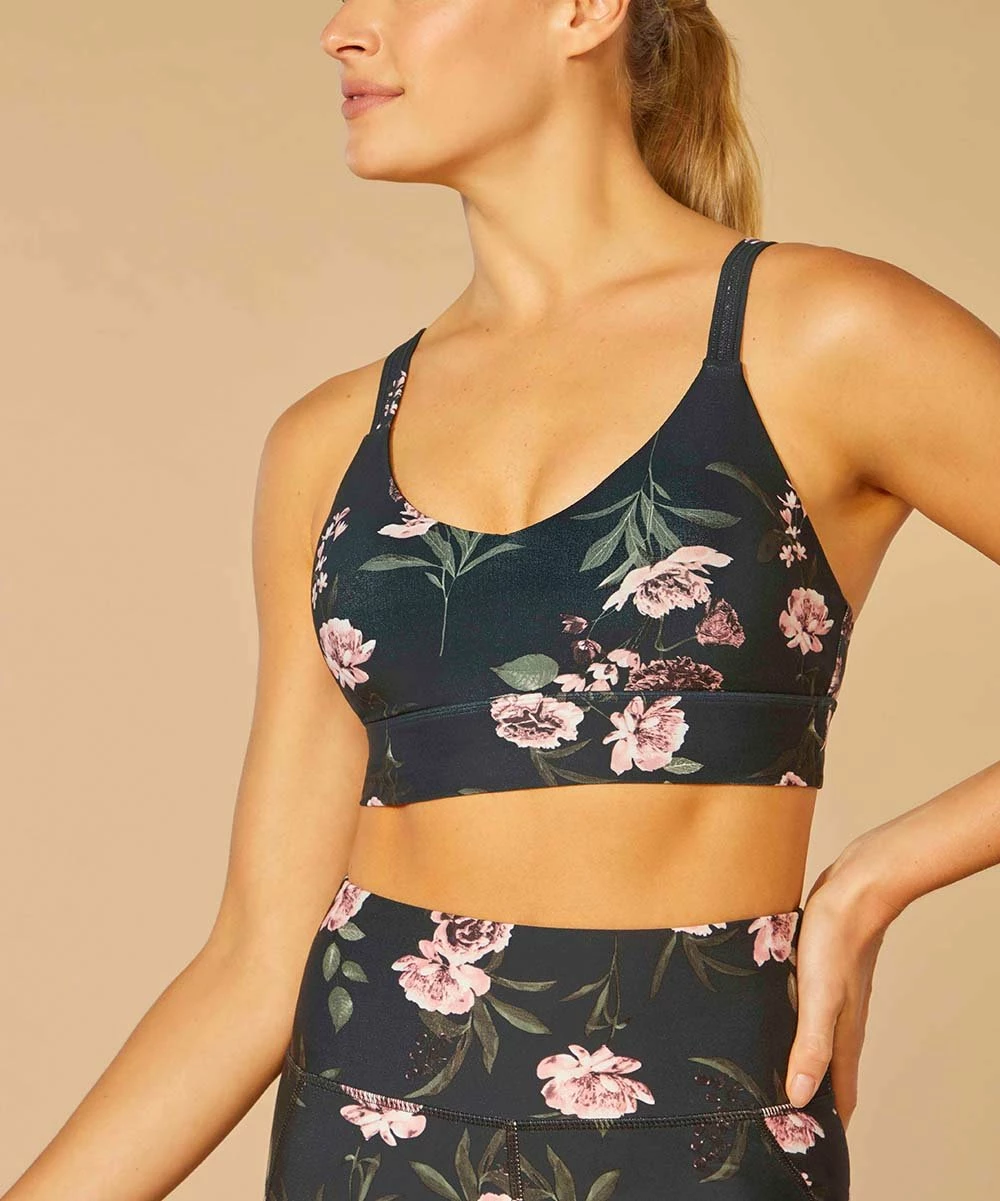 Marika | Mauve Glow & Black Floral Saige Sports Bra 4 Marika | Mauve Glow & Black Floral Saige Sports Bra - Image 2