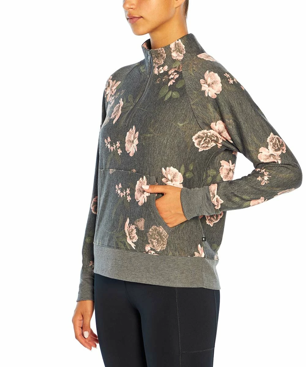 Marika | Gray & Mauve Floral Dara Pocket Quarter-Zip Jacket - Women 4 Marika | Gray & Mauve Floral Dara Pocket Quarter-Zip Jacket - Women - Image 2