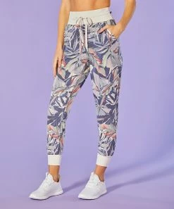 Marika | Ivory & Orchid Purple Tropical Resort Pocket 27'' Joggers - Women