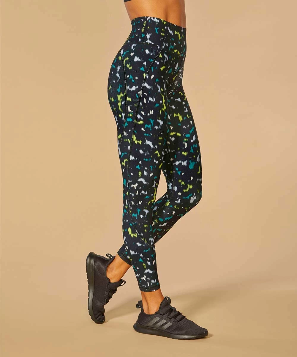 Marika | Gray & Teal Ikat Heart de Lux 27'' High-Waist Pocket Leggings - Women 4 Marika | Gray & Teal Ikat Heart de Lux 27'' High-Waist Pocket Leggings - Women - Image 2