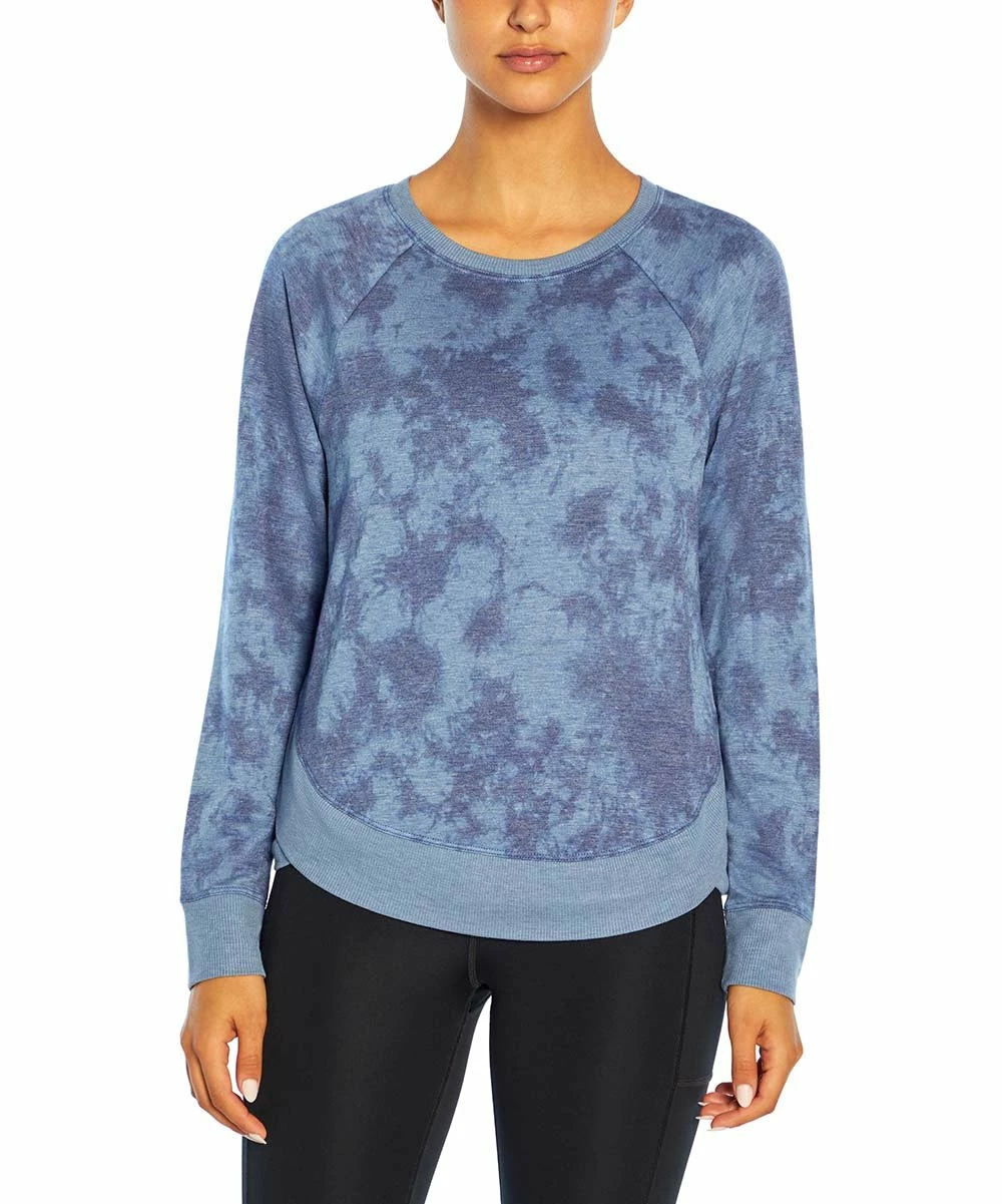 Marika | Navy & Blue Tie-Dye Maison Tulip-Hem Scoop Neck Pullover - Women 3 Marika | Navy & Blue Tie-Dye Maison Tulip-Hem Scoop Neck Pullover - Women