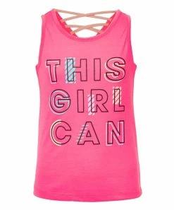 Marika | Neon Pink 'This Girl Can' Crisscross Tank - Girls