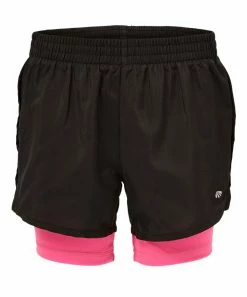 Marika | Black & Neon Pink 2-in-1 Shorts - Girls