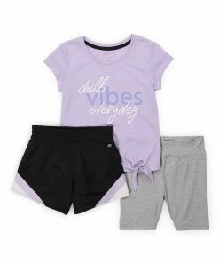 Marika | Pastel Lilac 'Chill' Crewneck Tee & Shorts Set - Girls