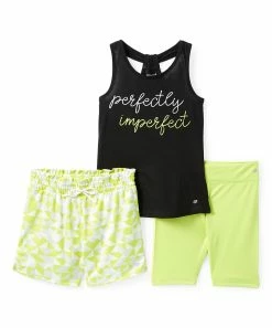 Marika | Black 'Perfectly Imperfect' Racerback Tank & Green Shorts Set - Girls