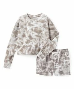 Marika | Black Tie-Dye French Terry Sweatshirt & Shorts - Girls