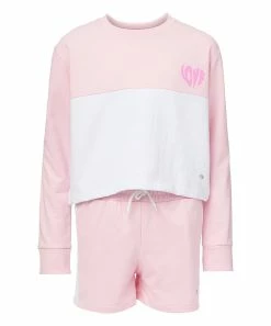 Marika | Pink French Terry Sweatshirt & Shorts - Girls