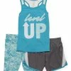 Marika | Blue 'Level Up' Racerback Tank & Tie-Dye Shorts Set - Girls
