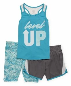 Marika | Blue 'Level Up' Racerback Tank & Tie-Dye Shorts Set - Girls