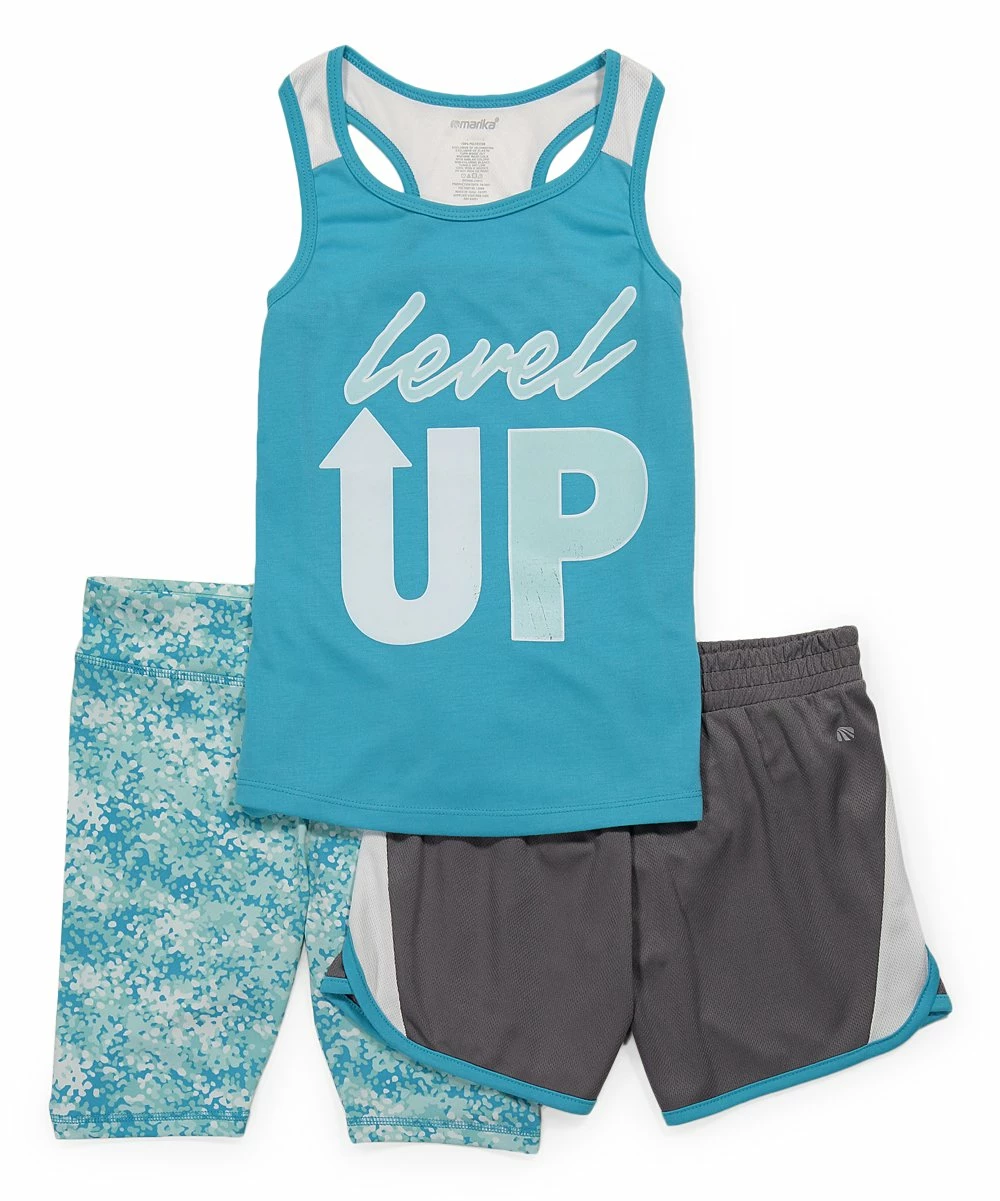 Marika | Blue 'Level Up' Racerback Tank & Tie-Dye Shorts Set - Girls 3 Marika | Blue 'Level Up' Racerback Tank & Tie-Dye Shorts Set - Girls