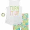 Marika | White 'Turn It Up' Tank & Green Floral Bike Shorts - Girls