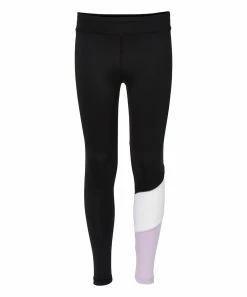 Marika | Black & Purple Color Block Leggings - Girls
