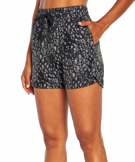 Marika | Black & Gray Leopard Libby Pocket 5'' Shorts - Women 3 Marika | Black & Gray Leopard Libby Pocket 5'' Shorts - Women