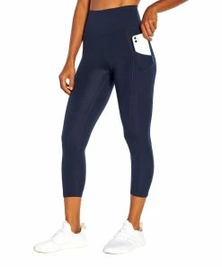 Marika | Midnight Blue Morgan Pocket Tummy-Control High-Waist Capri Leggings - Women