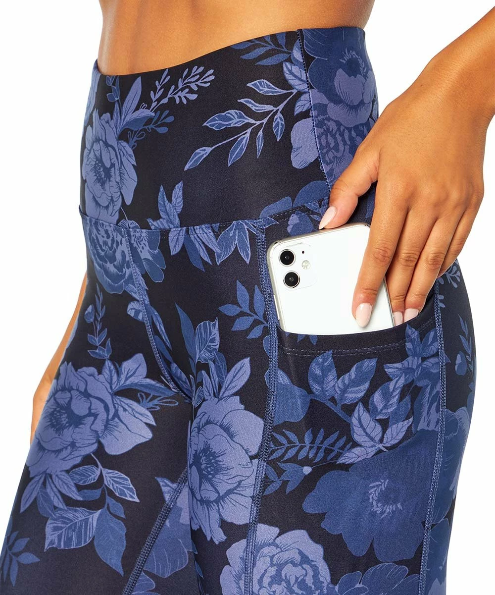 Marika | Blue Floral Pocket Ankle Leggings - Women 4 Marika | Blue Floral Pocket Ankle Leggings - Women - Image 2