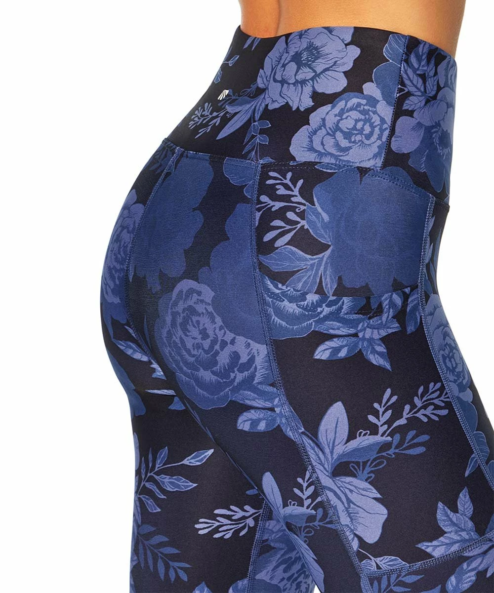 Marika | Blue Floral Pocket Ankle Leggings - Women 5 Marika | Blue Floral Pocket Ankle Leggings - Women - Image 3