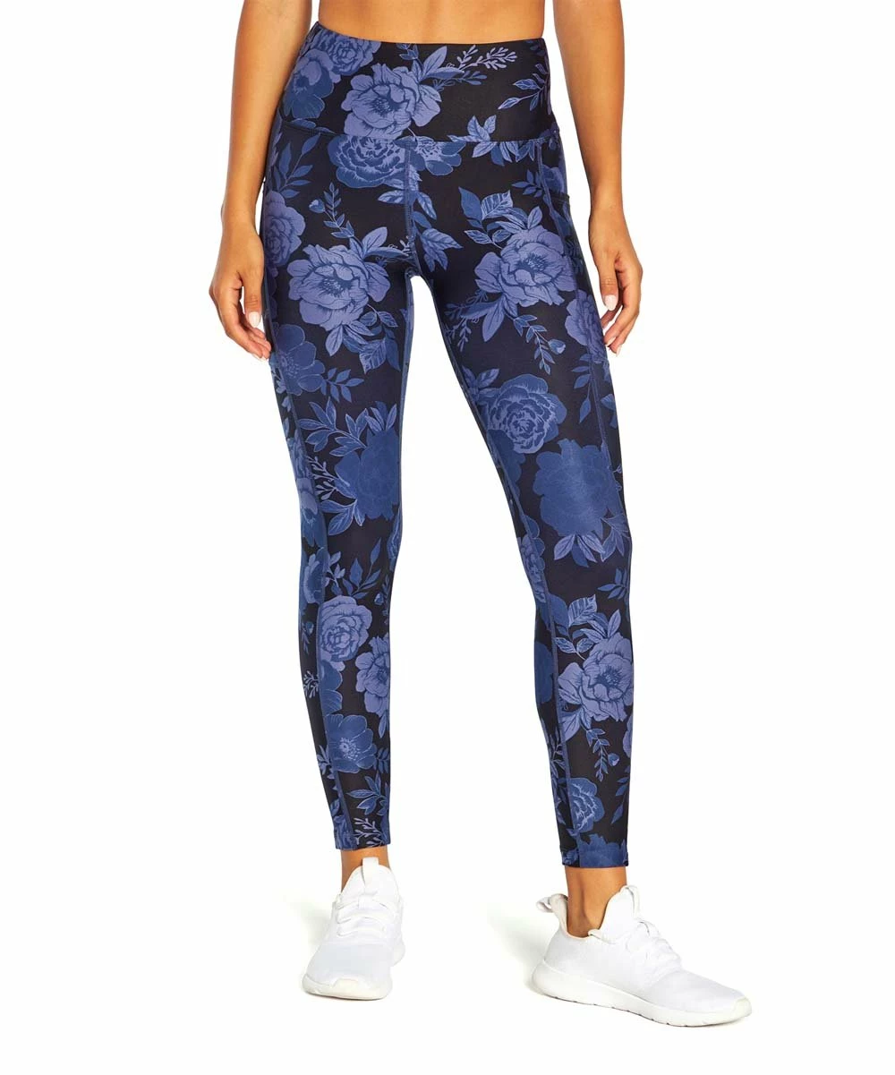 Marika | Blue Floral Pocket Ankle Leggings - Women 6 Marika | Blue Floral Pocket Ankle Leggings - Women - Image 4