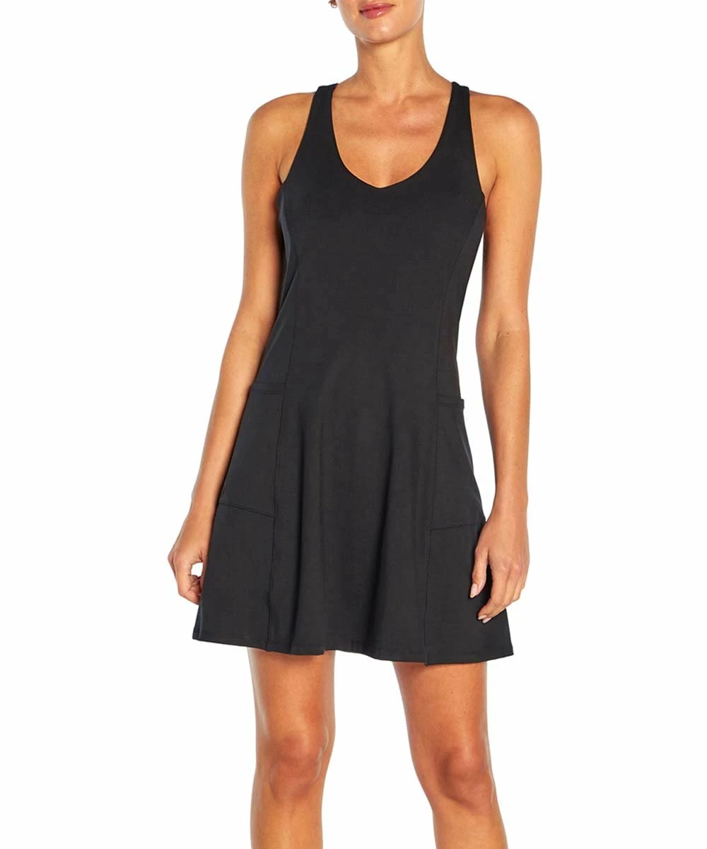 Marika | Black Solid V-Neck Evelyn Pocket Shift Dress - Women 5 Marika | Black Solid V-Neck Evelyn Pocket Shift Dress - Women - Image 3