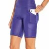 Marika | Navy Blue Shiny Pocket Eclipse 9" Bermuda Bike Shorts - Women -Outlet Marika Store zu105516265 main tm1657556662