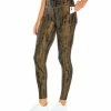 Marika | Grape Leaf Distressed Snakeskin Pocket Drift 27" Leggings - Women