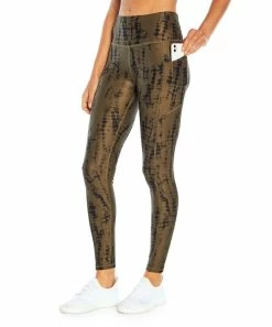 Marika | Grape Leaf Distressed Snakeskin Pocket Drift 27" Leggings - Women