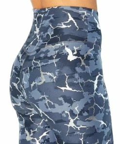 Marika | Ombré Blue Crackle Foil Zen Ankle 25" Leggings - Plus