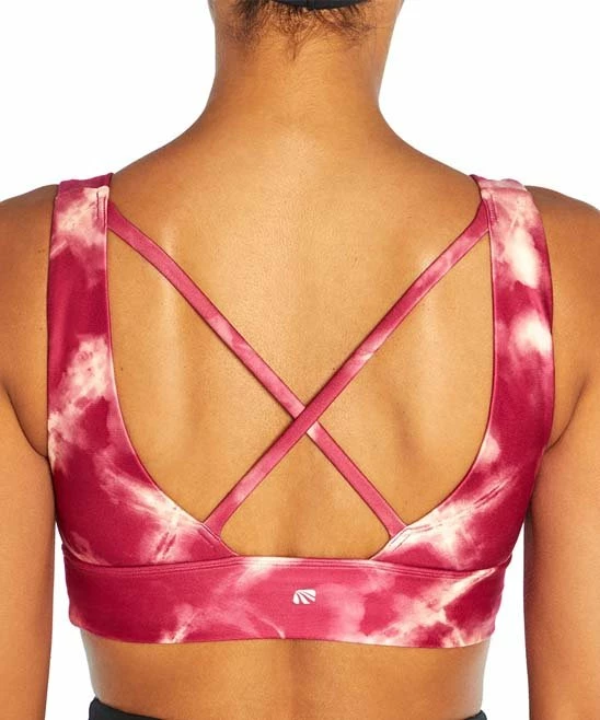 Marika | Fuchsia Tie-Dye Crossed-Strap Gabby Sports Bra 5 Marika | Fuchsia Tie-Dye Crossed-Strap Gabby Sports Bra - Image 3