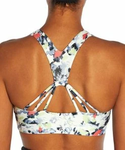 Marika | White & Blue Abstract Floral Multi-Strap Avianna Sports Bra