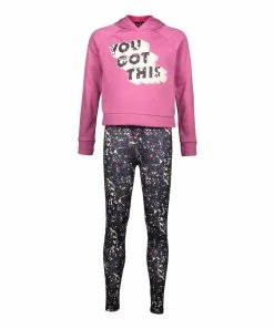 Marika | Red Violet 'You Got This' Hoodie & Black Splatter Leggings - Girls