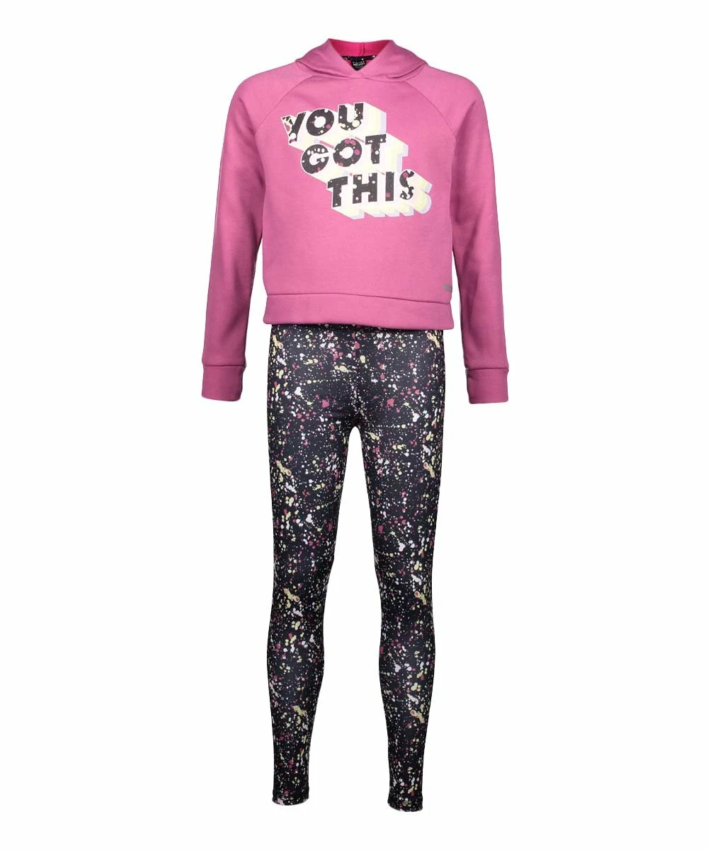 Marika | Red Violet 'You Got This' Hoodie & Black Splatter Leggings - Girls 3 Marika | Red Violet 'You Got This' Hoodie & Black Splatter Leggings - Girls