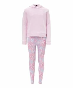 Marika | Coral Blush Hoodie & Lavender Swirl Leggings - Girls