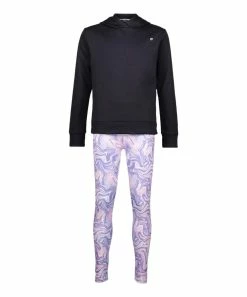 Marika | Black Hoodie & Lavender Swirl Leggings - Girls
