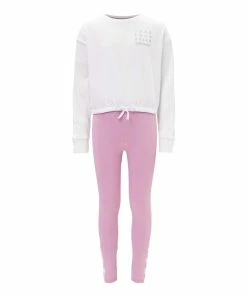 Marika | White 'Take Your Dream Seriously' Sweatshirt & Purple Leggings - Girls