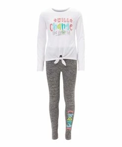 Marika | White 'I Will Change The World' Tee & Gray 'Change' Leggings - Girls
