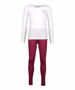 Marika | White Heart Tee & Cranberry Leggings - Girls