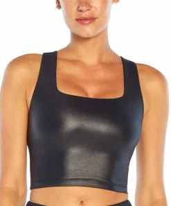 Marika | Black Glossy Lina Longline Sports Bra