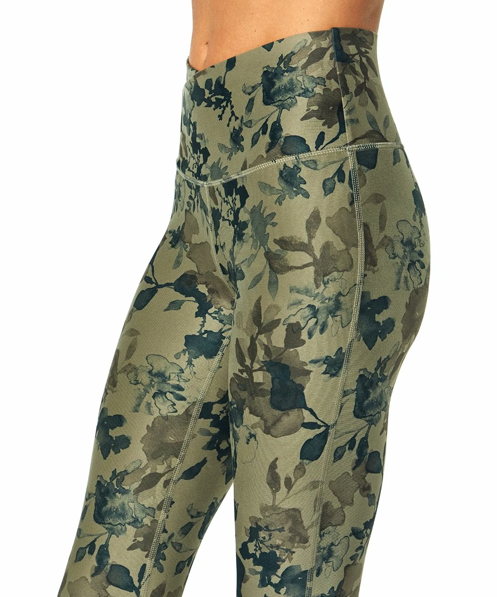 Marika | Agave Green Floral Watercolor Lotus Zen Leggings - Women 4 Marika | Agave Green Floral Watercolor Lotus Zen Leggings - Women - Image 2