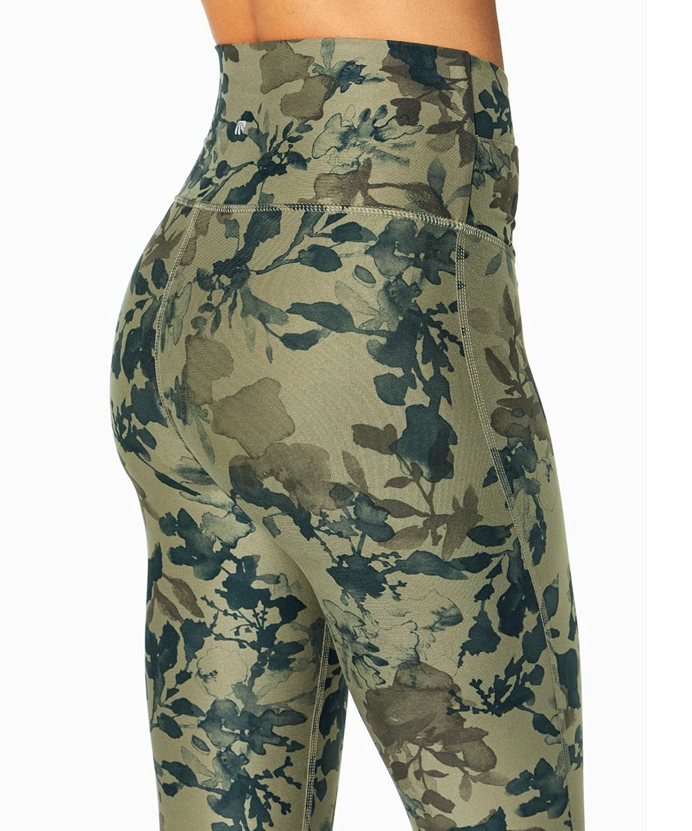 Marika | Agave Green Floral Watercolor Lotus Zen Leggings - Women 5 Marika | Agave Green Floral Watercolor Lotus Zen Leggings - Women - Image 3