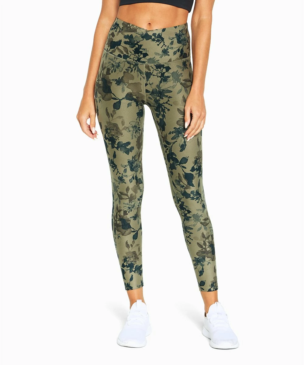 Marika | Agave Green Floral Watercolor Lotus Zen Leggings - Women 3 Marika | Agave Green Floral Watercolor Lotus Zen Leggings - Women