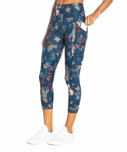Marika | Midnight Navy Floral Jenna Pocket 22'' Capri Leggings - Women
