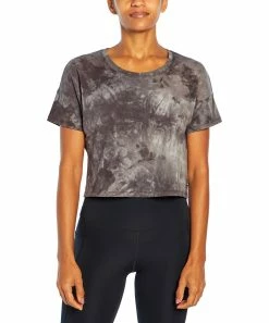 Marika | Black & Gray Spiral Tie-Dye Boxy Crop Top - Women
