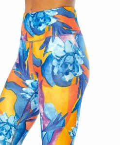 Marika | Blue & Yellow Summer Watercolor Abstract Leggings - Women -Outlet Marika Store zu110291346 alt 3 tm1667564212