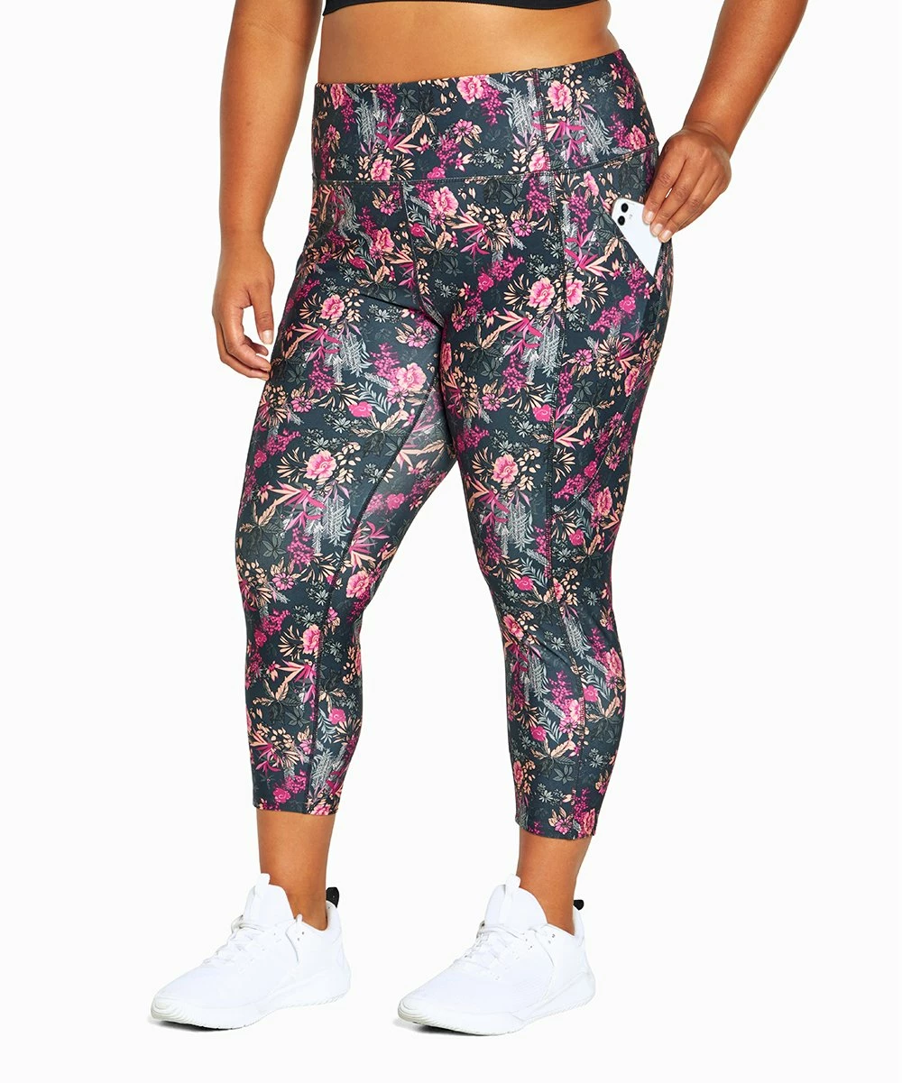 Marika | Ombré Blue & Pink Floral Carson Capri Leggings - Plus 3 Marika | Ombré Blue & Pink Floral Carson Capri Leggings - Plus