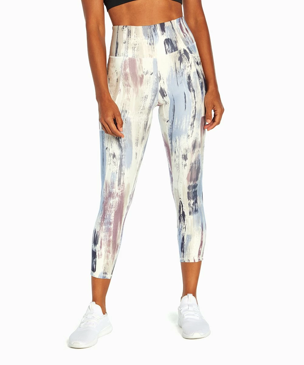 Marika | White & Light Blue Abstract Distressed Abigail Capri Leggings - Plus 5 Marika | White & Light Blue Abstract Distressed Abigail Capri Leggings - Plus - Image 3