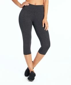 Marika | Heather Charcoal Tummy-Control Brooke High-Rise 18'' Crop Leggings - Women