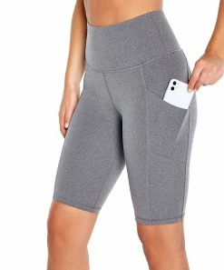 Marika | 11.5'' Heather Charcoal Tummy-Control Pocket High-Waist Bike Shorts - Women
