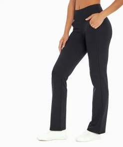 Marika | Black 32'' Tummy-Control Barely Flare Ponte Flared Leggings - Women
