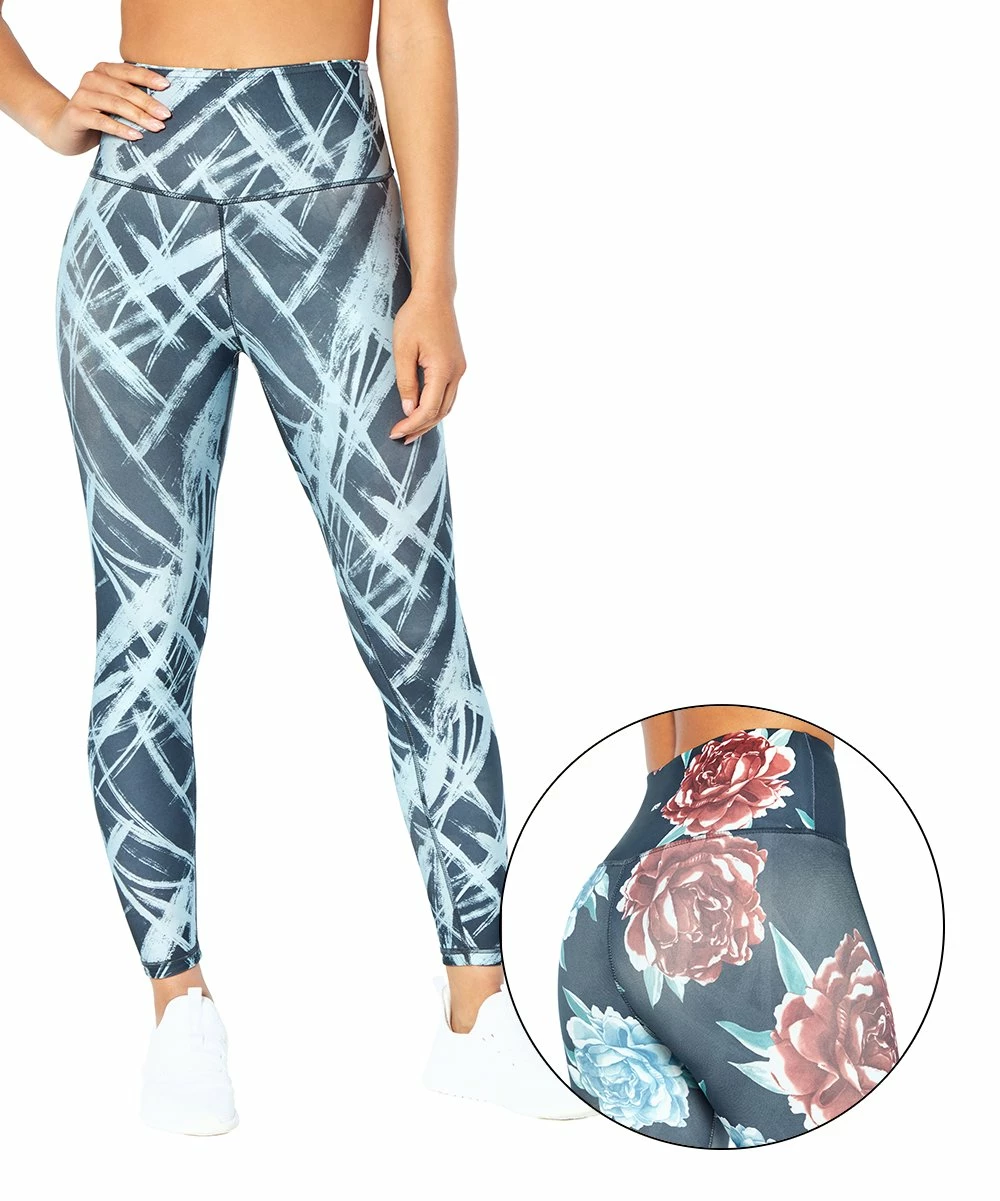 Marika | India Ink Blue 25'' Brushstroke Astrid Reversible Leggings - Women 3 Marika | India Ink Blue 25'' Brushstroke Astrid Reversible Leggings - Women